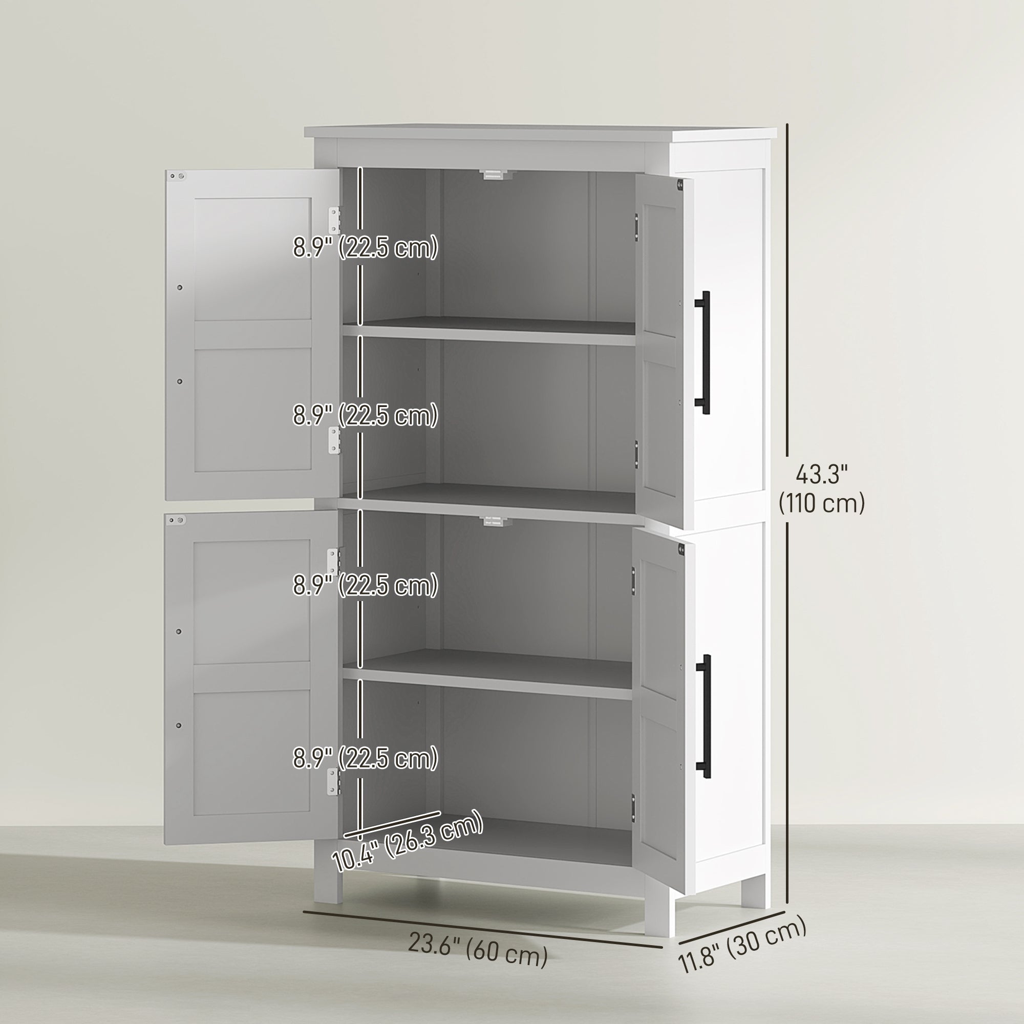 HOMCOM Farmhouse Bathroom Storage Cabinet, Bathroom Floor Cabinet with Barn Doors and Adjustable Shelf, White 