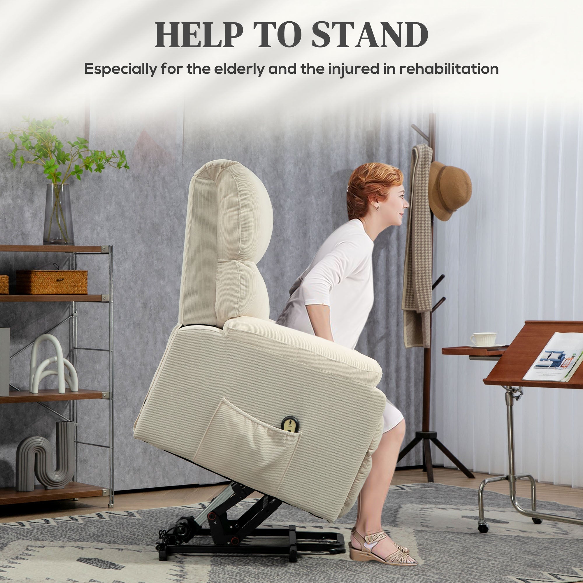 HOMCOM Lift Chair for Seniors, Microfibre Upholstered Power Recliner Chair with Remote, Quick Assembly, Cream White 