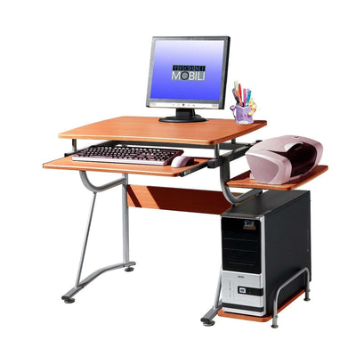 Compact Contemporary Computer Desk in Light Cherry Finish - Free Shipping 