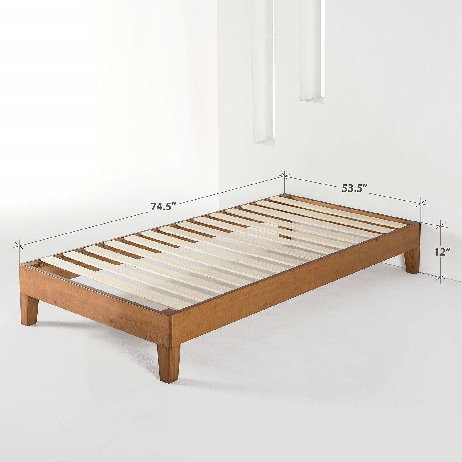 Twin size Modern Solid Wood Platform Bed Frame in Natural - Free Shipping