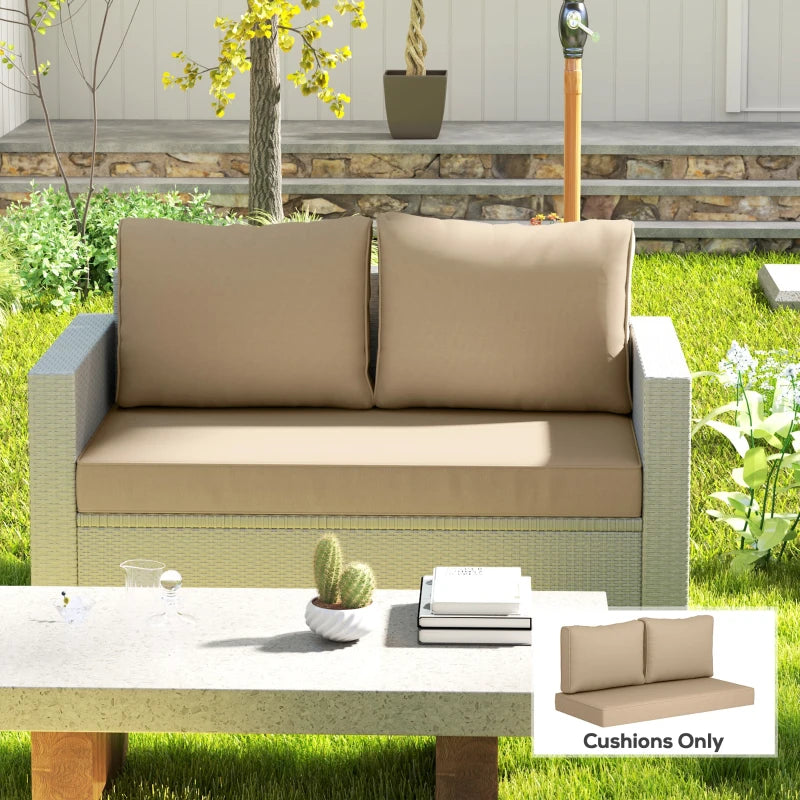 Outdoor Seat Cushions with Backrest, Loveseat Double Sofa Outdoor Furniture Cushions, Beige
