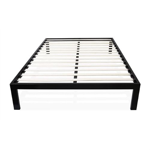 Twin size Modern Black Metal Platform Bed Frame with Wood Slats - Free Shipping