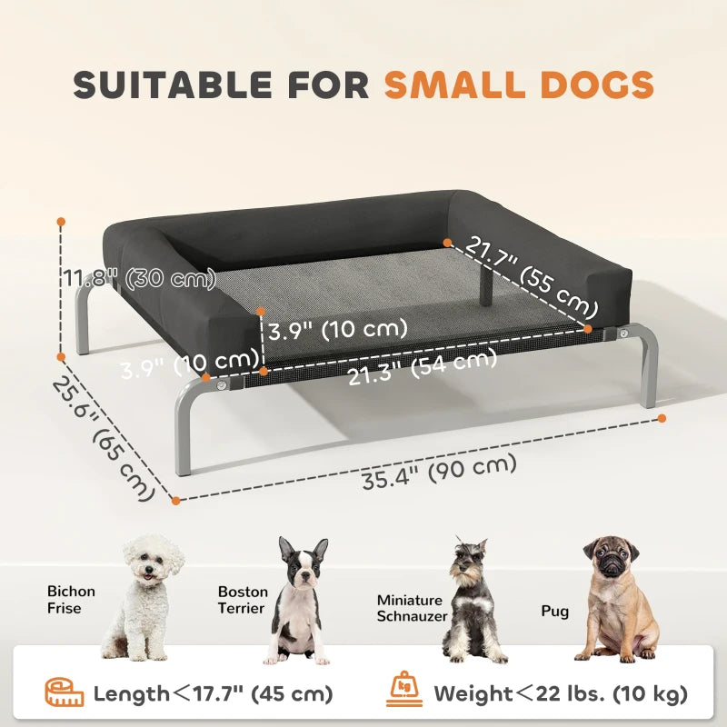 Elevated Dog Bed, Portable Raised Dog Cot with Breathable Mesh, Removable and Water-Resistant Bolsters, Black