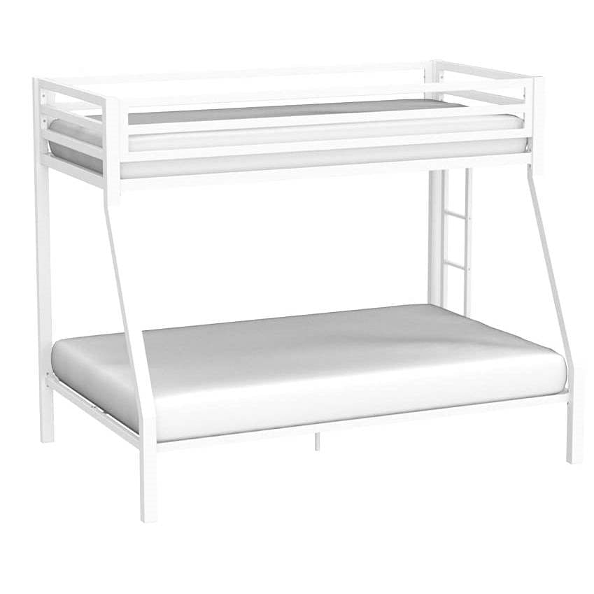 Twin over Full Modern Metal Bunk bed Frame in White with Ladder - Free Shipping