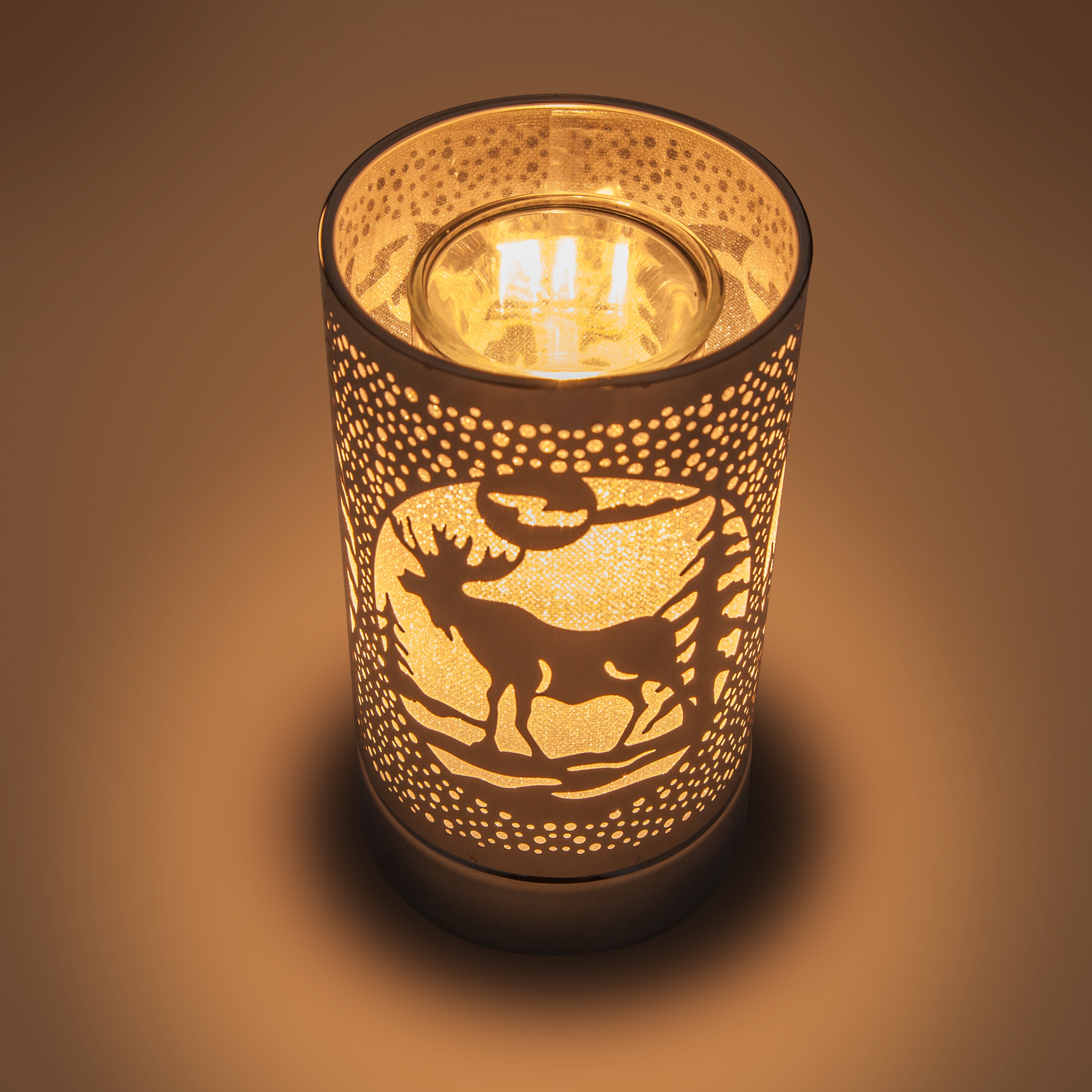 7" touch lamp-Fragrance Wax Melts Warmer -Electric Candle Essential Oil Burner-Metal Table Decor -Silver Moose