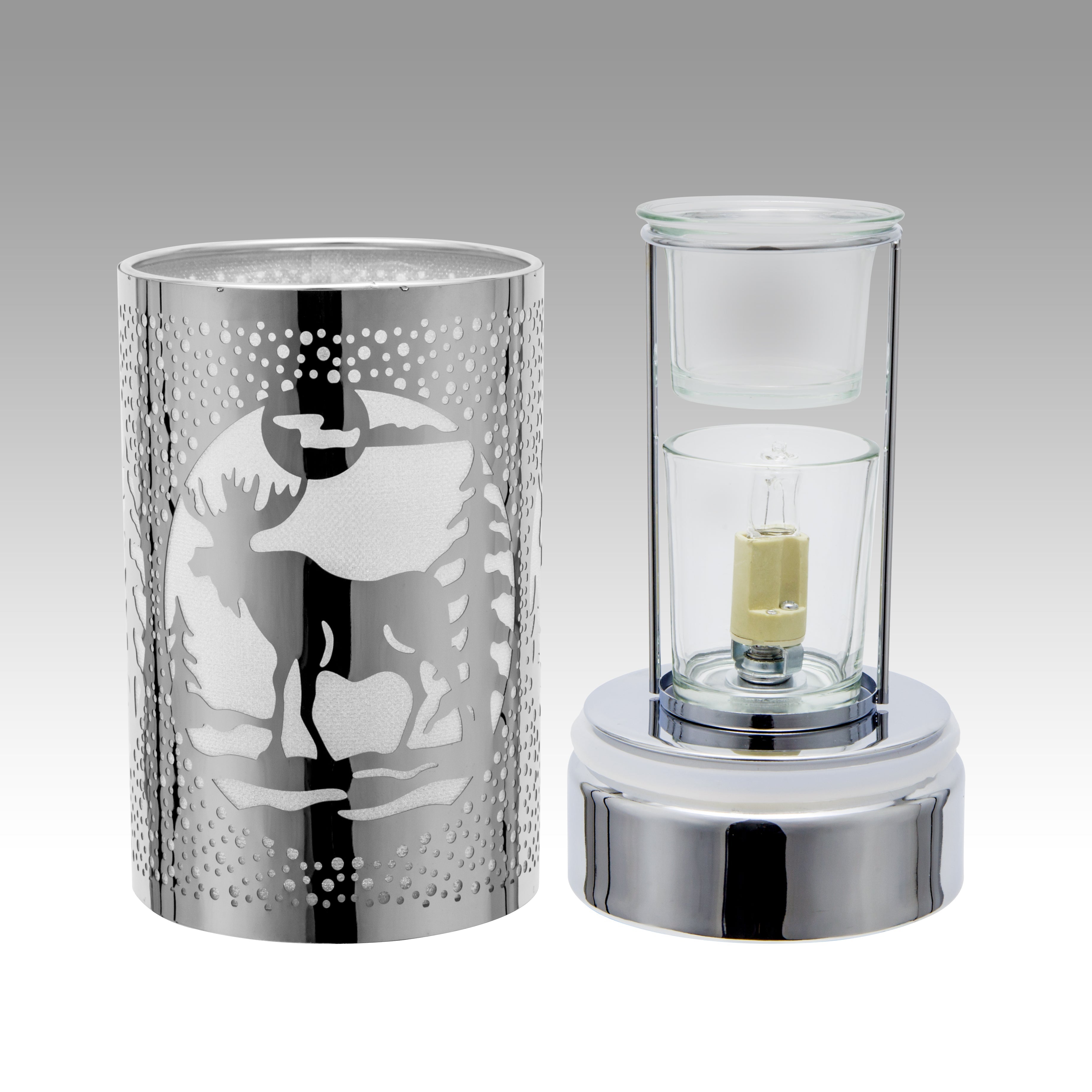 7" touch lamp-Fragrance Wax Melts Warmer -Electric Candle Essential Oil Burner-Metal Table Decor -Silver Moose