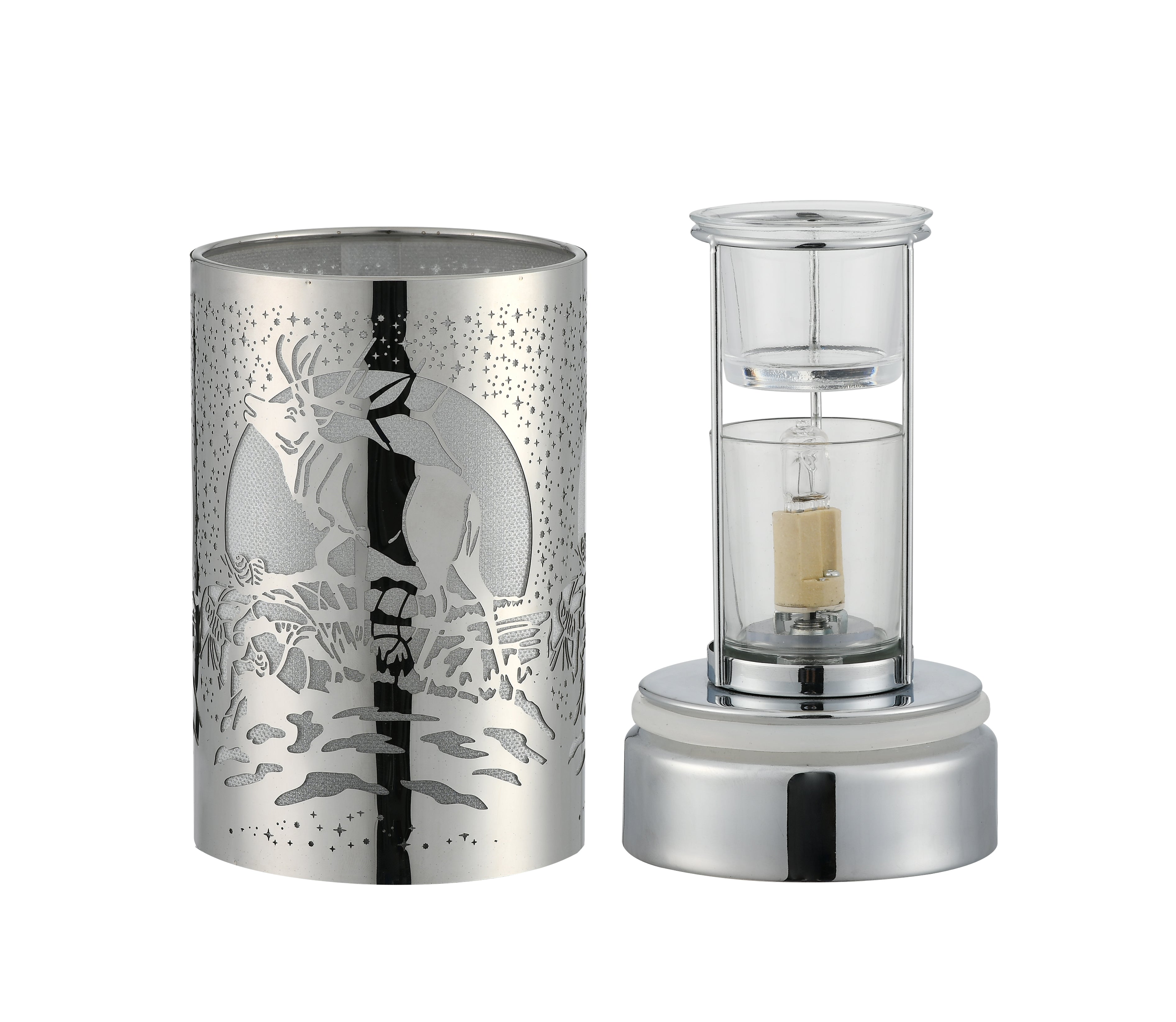 7" Touch lamp/Oil burner/Wax warmer- Silver Elk