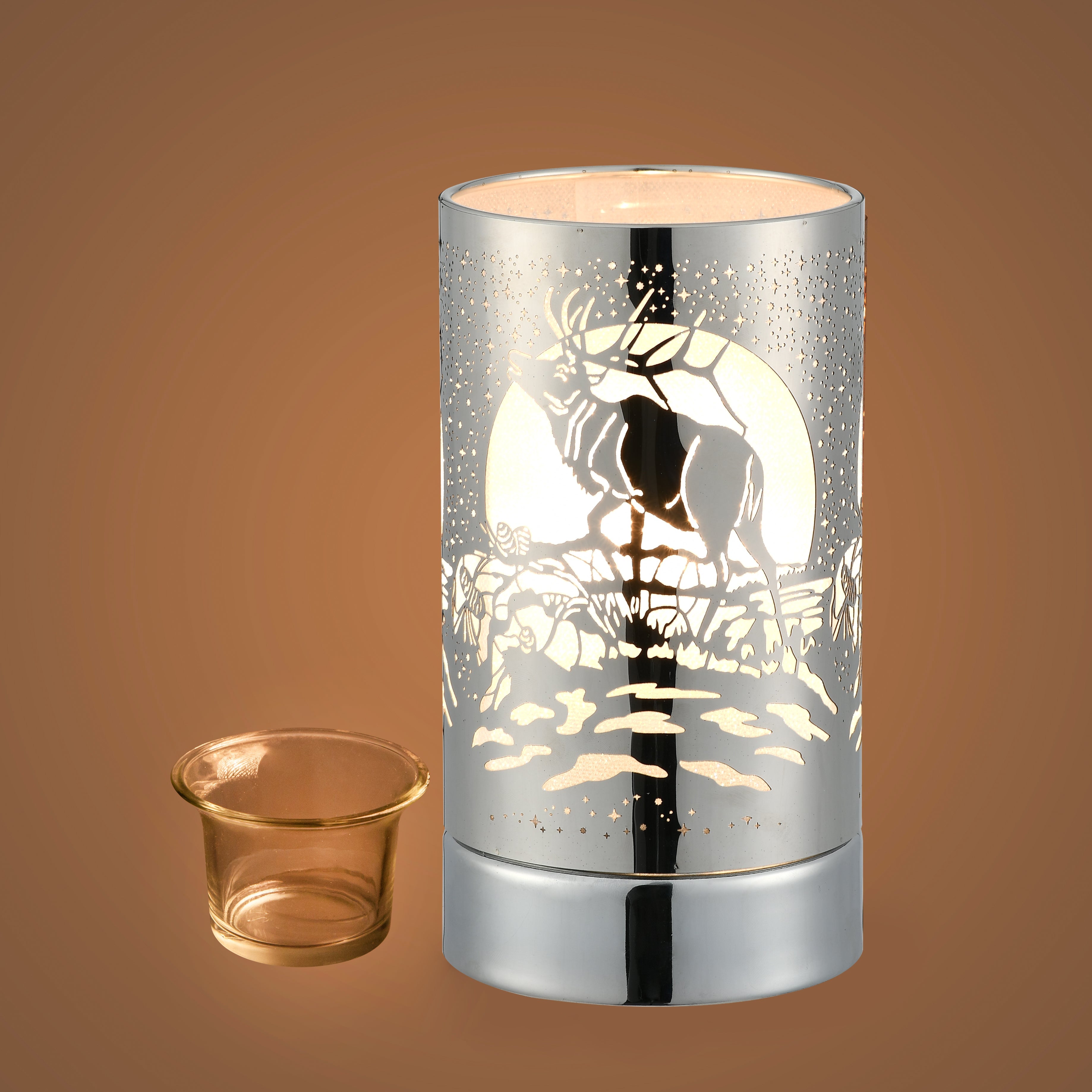 7" Touch lamp/Oil burner/Wax warmer- Silver Elk