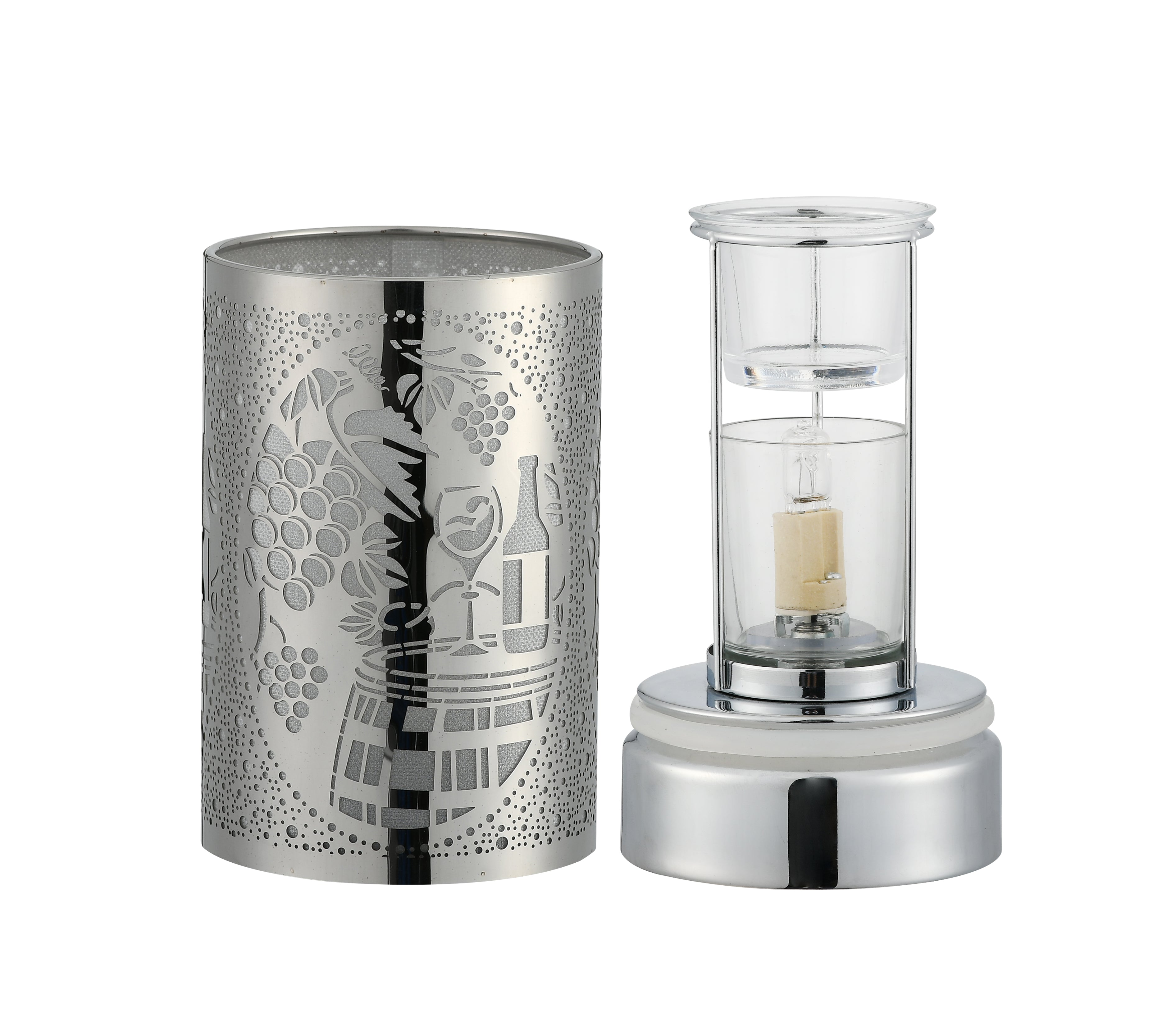 7" Touch lamp/Oil burner/Wax warmer-Silver Wine Time