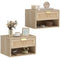 Floating Bedside Table Set of 2, Wall Mount Nordic Nightstands with Storage Drawer and Open Shelf for Bedroom, Oak