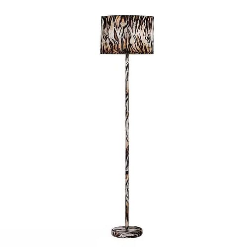 Animal Print Floor Lamp with Tiger Stripe Faux Suede Drum Shade - Free Shipping