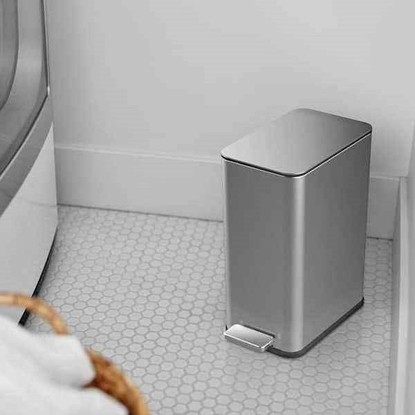 2.6 Gallon Slim Rectangular Stainless Steel Kitchen Bathroom Step Trash Can - Free Shipping