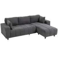 L-Shaped 4-Seater Sectional Sofa with Reversible Chaise, Spring Cushions & 2 Pillows