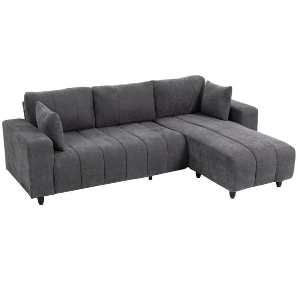 L-Shaped 4-Seater Sectional Sofa with Reversible Chaise, Spring Cushions & 2 Pillows