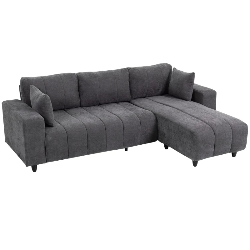 L-Shaped 4-Seater Sectional Sofa with Reversible Chaise, Spring Cushions & 2 Pillows