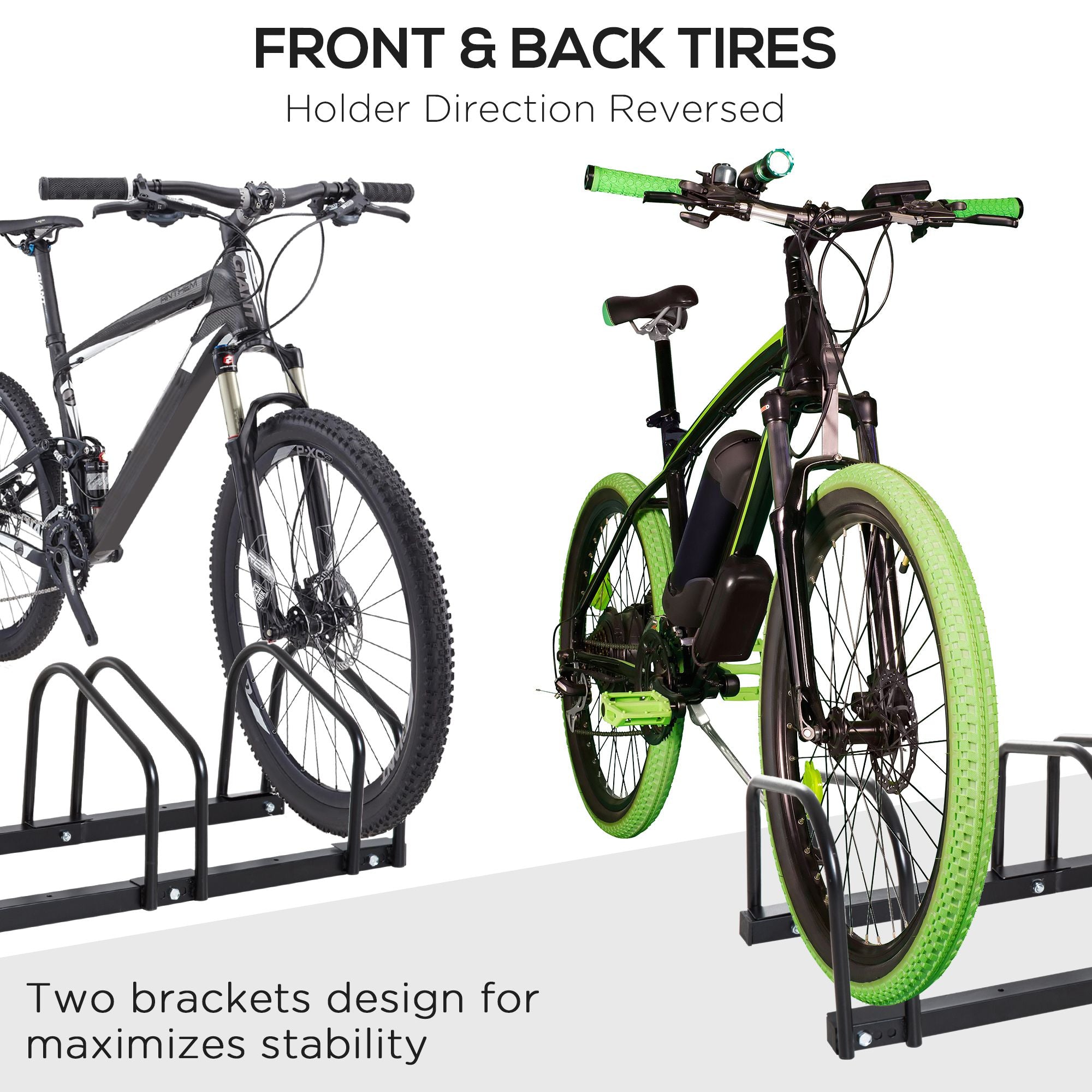 Soozier Cycle Park Pro Rack: 3-Bike Floor Parking Rack, Bicycle Storage Stand for Garage Organizer Black 