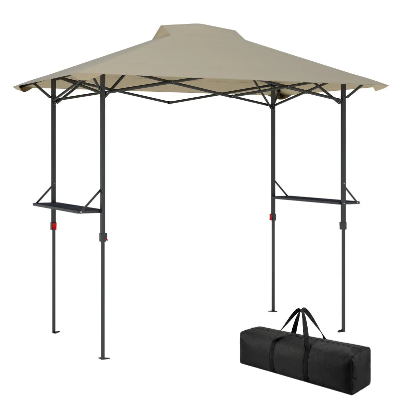 5 x 8.5 ft Pop Up Grill Gazebo with 2 Shelves, UPF 50+ Outdoor Instant Canopy Portable Shelter with Carry Bag, Khaki