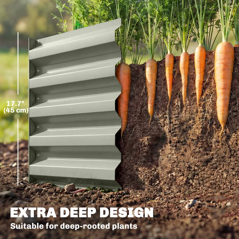 8 x 1.3 x 1.5ft Galvanized Raised Garden Bed, Reinforced Outdoor Planter Box with Open Bottom, Light Grey