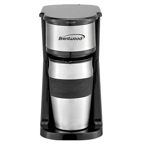 Brentwood Portable Single Serve Coffee Maker with 14oz Travel Mug in Black - Free Shipping