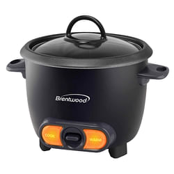 Brentwood 3 Cup Uncooked/6 Cup Cooked Non Stick Rice Cooker in Black - Free Shipping 