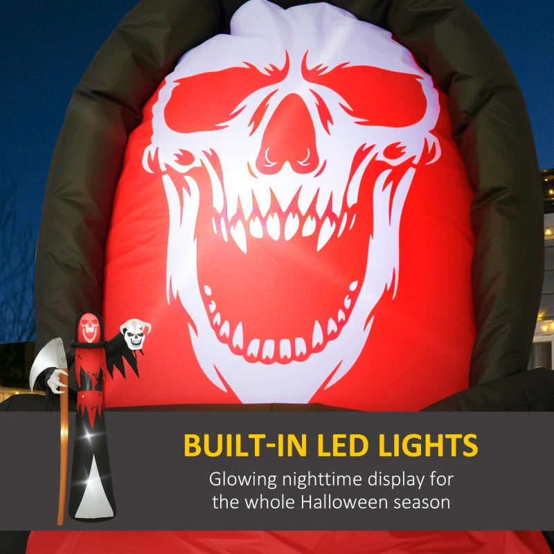 Outsunny 12ft Halloween Inflatable Grim Reaper – LED Lighted Blow-Up Garden Decoration for Indoor & Outdoor 