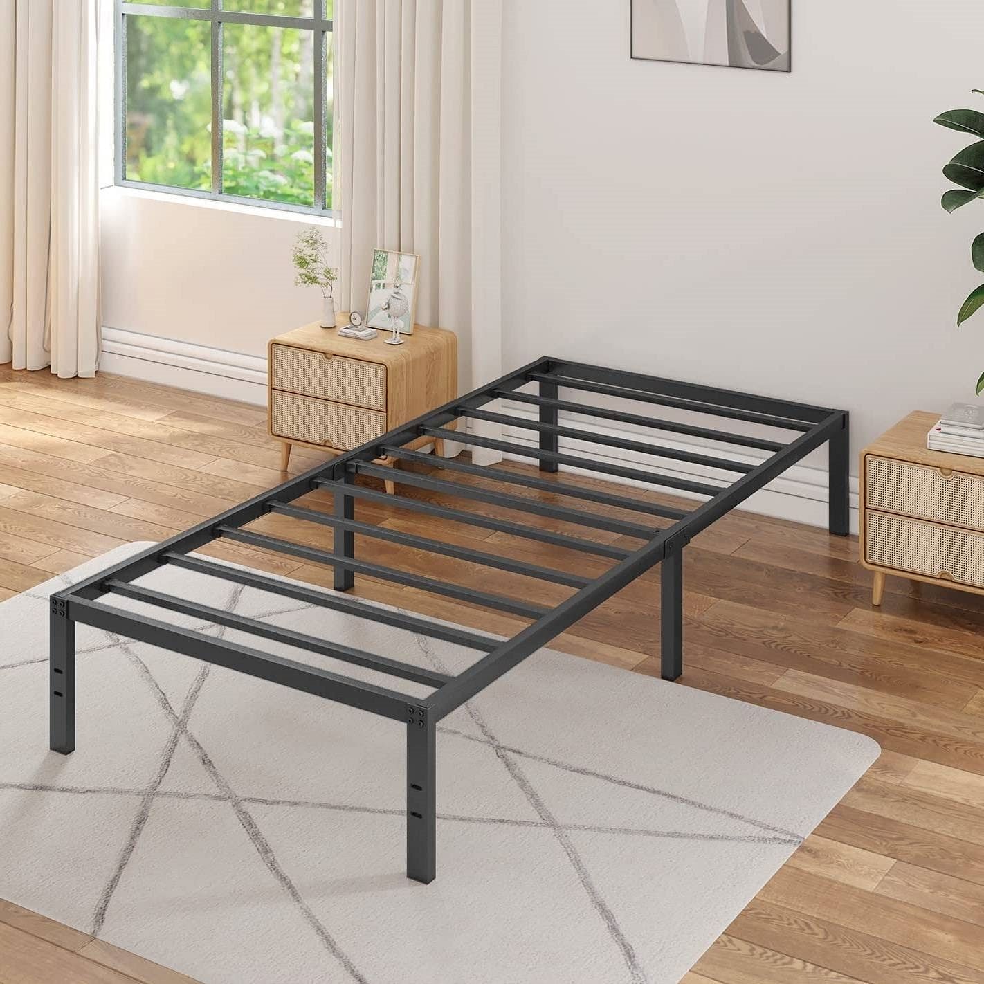 Twin size 16-inch Heavy Duty Metal Bed Frame with 3,000 lbs Weight Capacity - Free Shipping