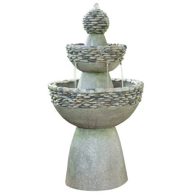Outdoor Garden Patio 3-Tier Polyresin Stone Water Fountain with Pump - Free Shipping 