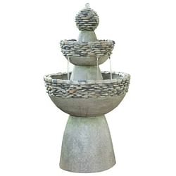 Outdoor Garden Patio 3-Tier Polyresin Stone Water Fountain with Pump - Free Shipping