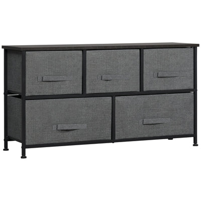 HOMCOM 5-Drawer Linen Storage Tower: Removable Fabric Drawers, Steel Frame for Living Spaces 