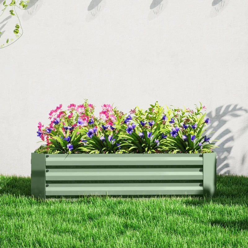 Galvanized Raised Garden Bed, 4' x 3' x 1' Outdoor Metal Planter Box, Raised Bed for Growing Flowers Herbs, Dark Green