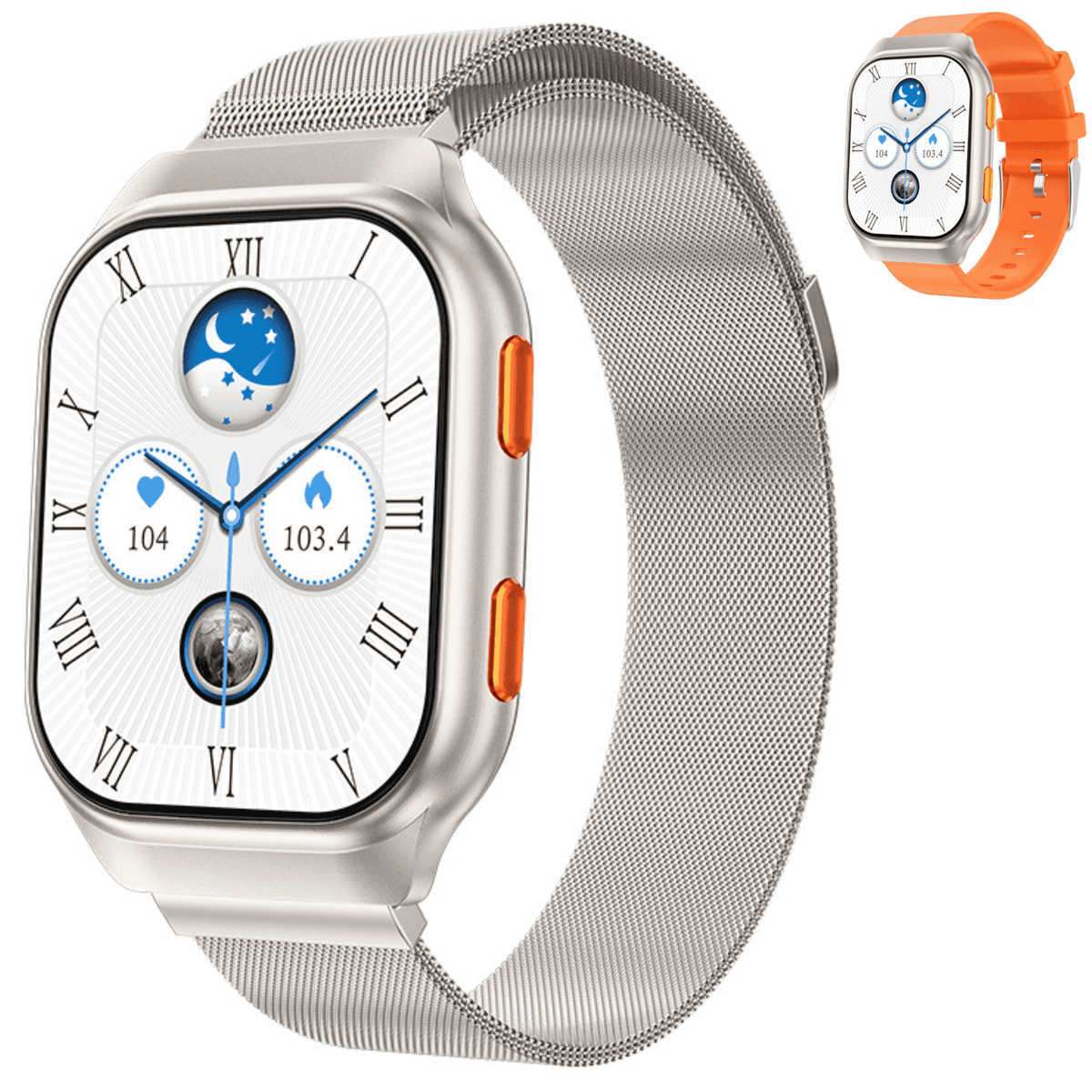 TUTT AMOLED Screen Smartwatch | Always-On Display | Health & Fitness Tracker | YOKO | IP68 Men & Women Smartwatch (Two Straps)
