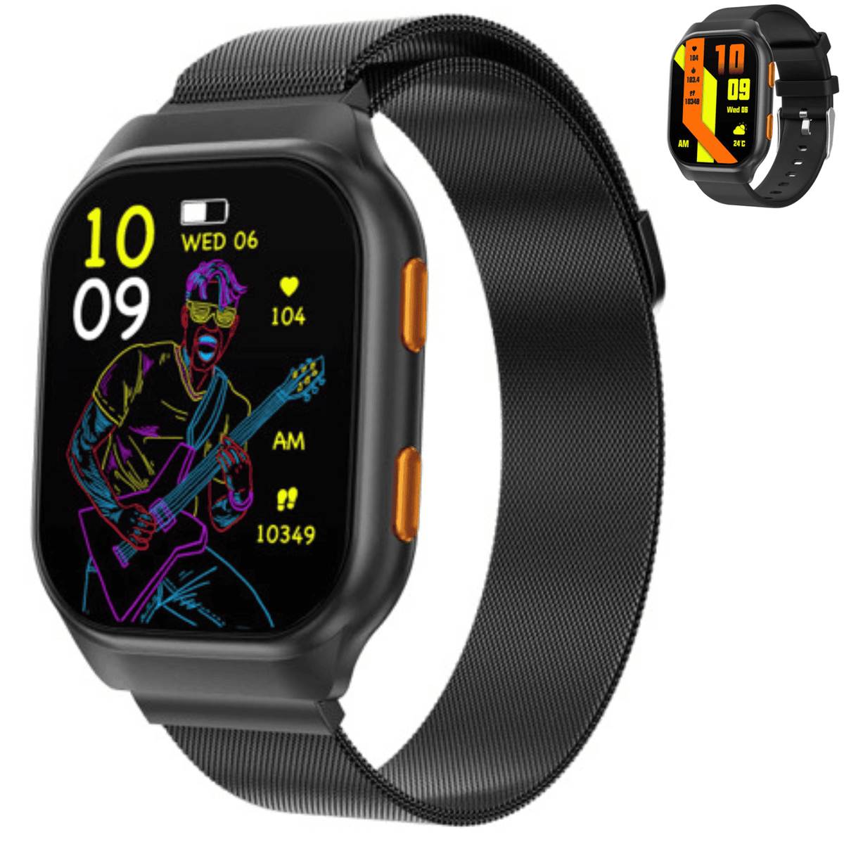 TUTT AMOLED Screen Smartwatch | Always-On Display | Health & Fitness Tracker | YOKO | IP68 Men & Women Smartwatch (Two Straps)