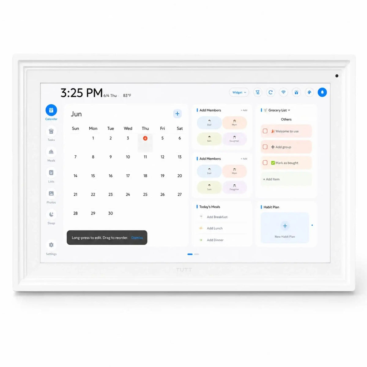 TUTT 15.6” Smart Digital Calendar Pro | Touchscreen Family Organizer, Chore Chart, Photo & Video Frame with Upgraded Stand