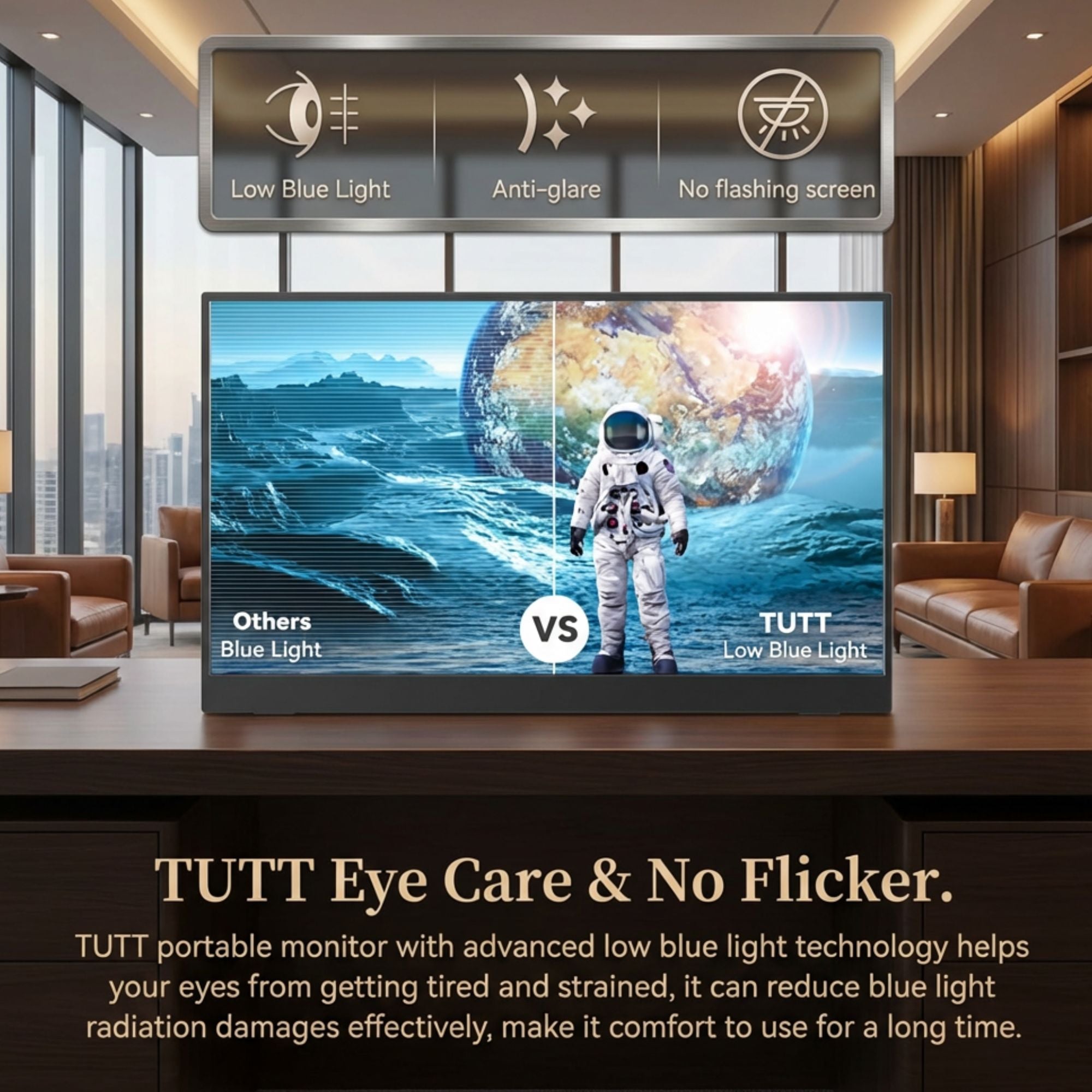 TUTT 15.6" Wireless Portable Monitor | Built-in Kickstand & Speaker | IPS LCD for Laptop and Mobile W8