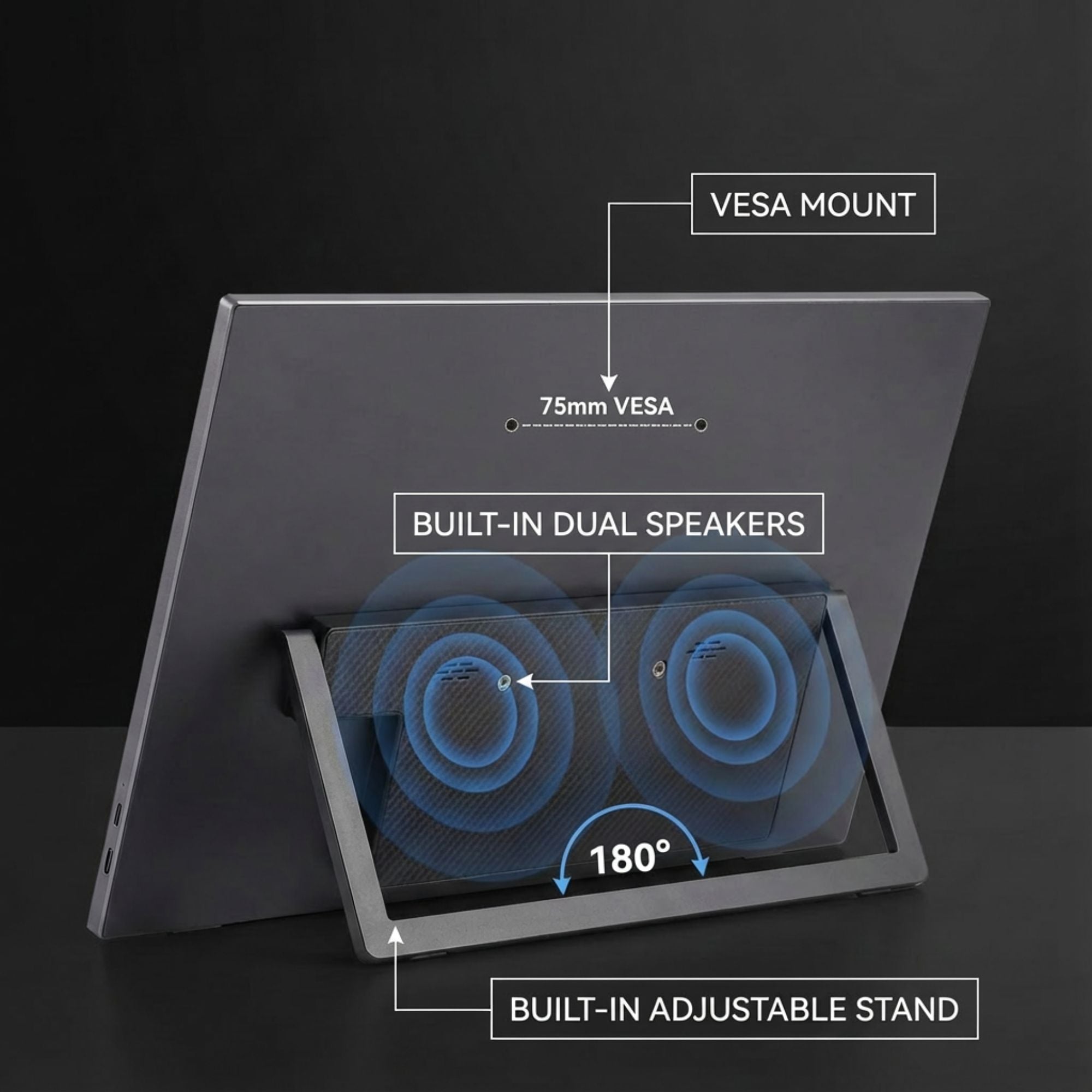 TUTT 15.6" Wireless Portable Monitor | Built-in Kickstand & Speaker | IPS LCD for Laptop and Mobile W8