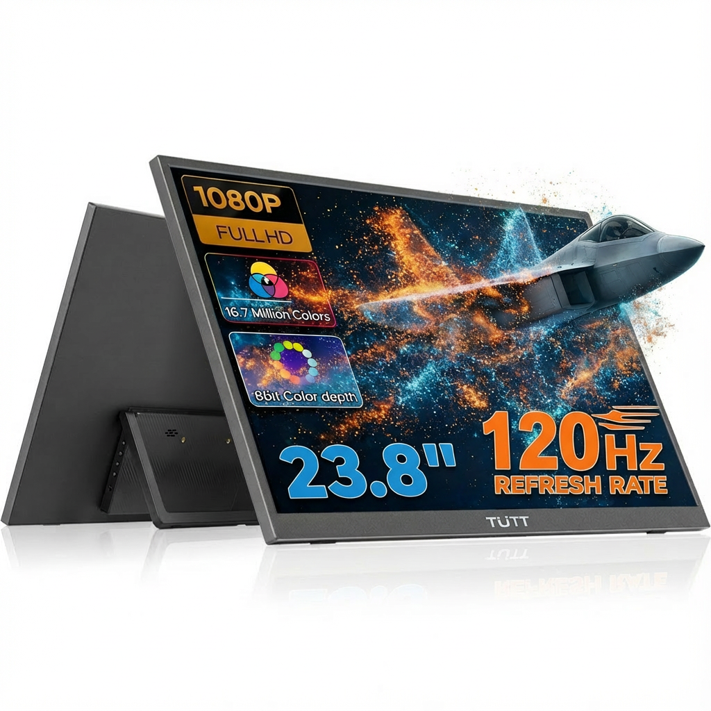 TUTT 23.8" Gaming Portable Monitor | 120Hz FHD Built-in Kickstand, Dual Speaker, VESA Mount S23