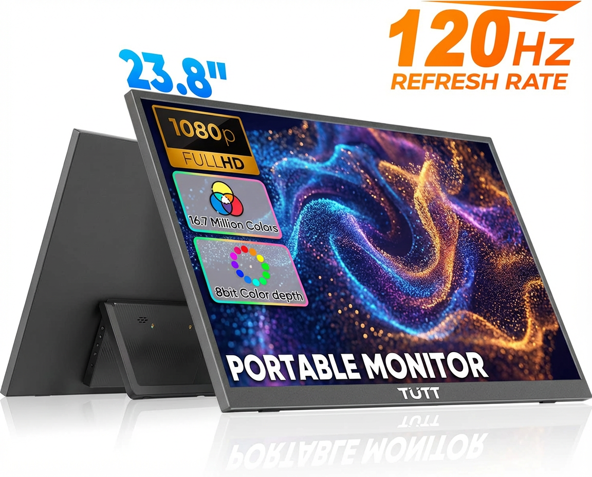 TUTT 23.8" Gaming Portable Monitor | 120Hz FHD Built-in Kickstand, Dual Speaker, VESA Mount S23