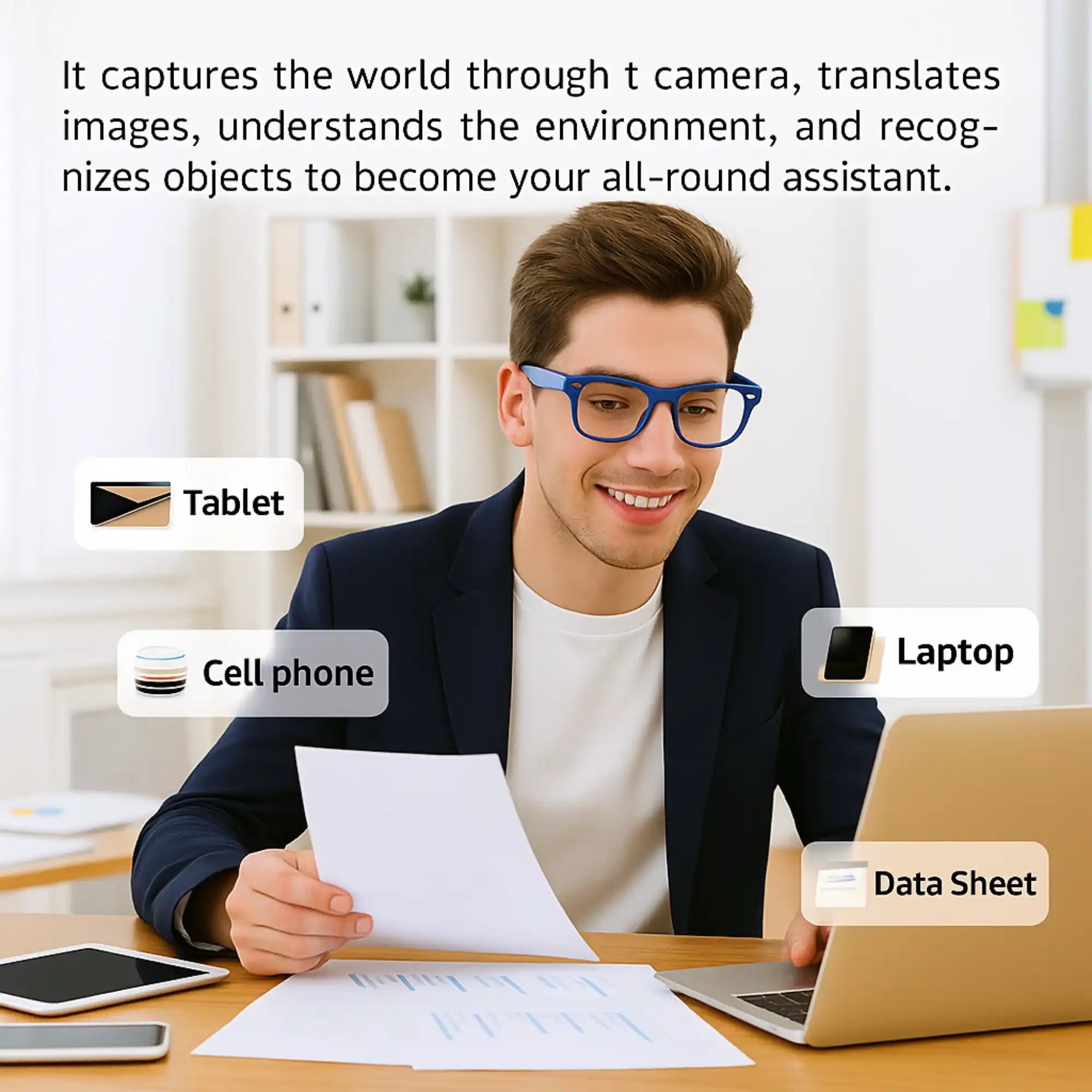 TUTT AI Glasses | Smart Sunglasses AI Integration & Intelligent Object Recognition HD Camera + | Replaceable Lenses GS10-V