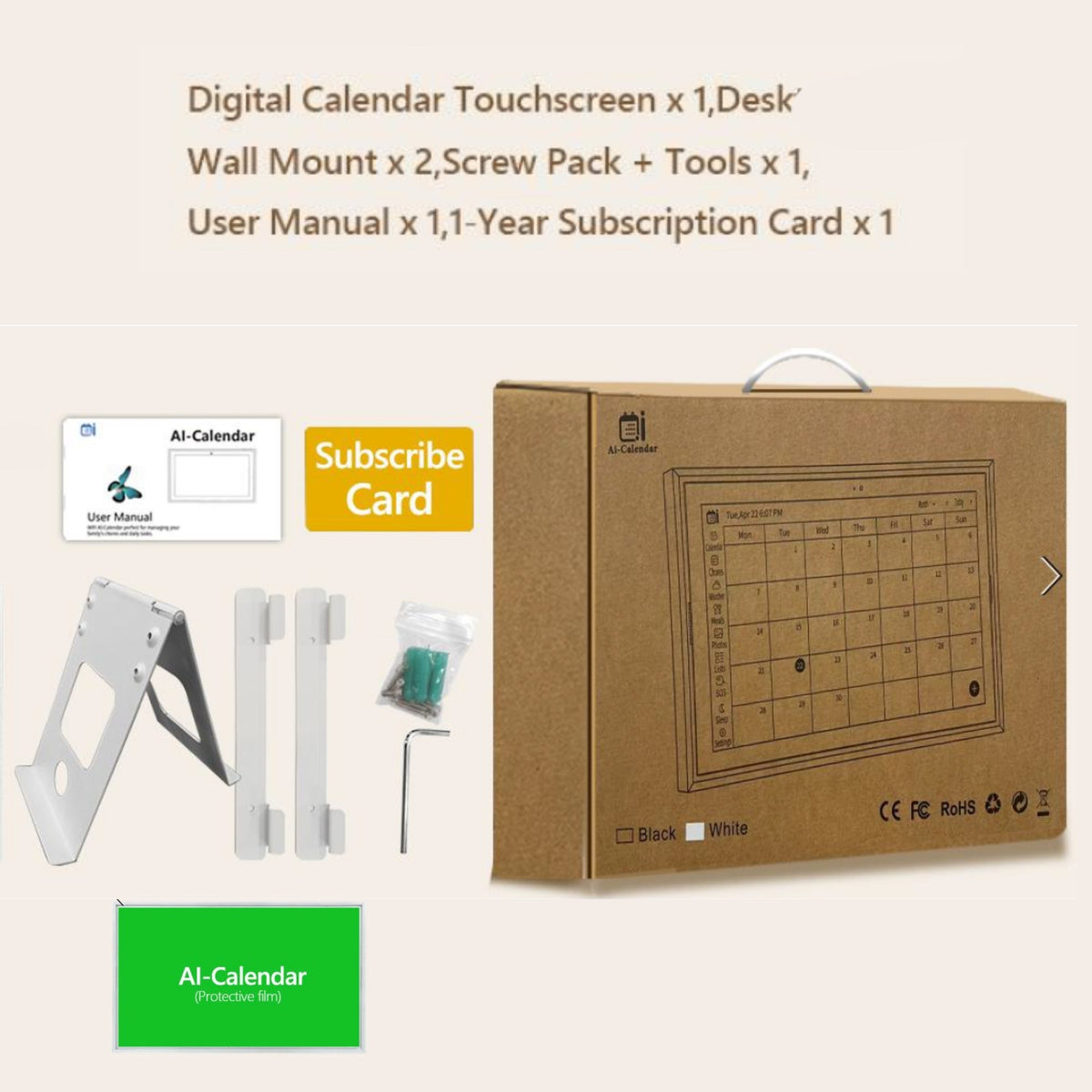 TUTT 15.6" Smart Display Digital Calendar with Camera, Android 14, Video Call Feature, Chore Chart, Photo & Video Frame, Wall Mounted & Desktop