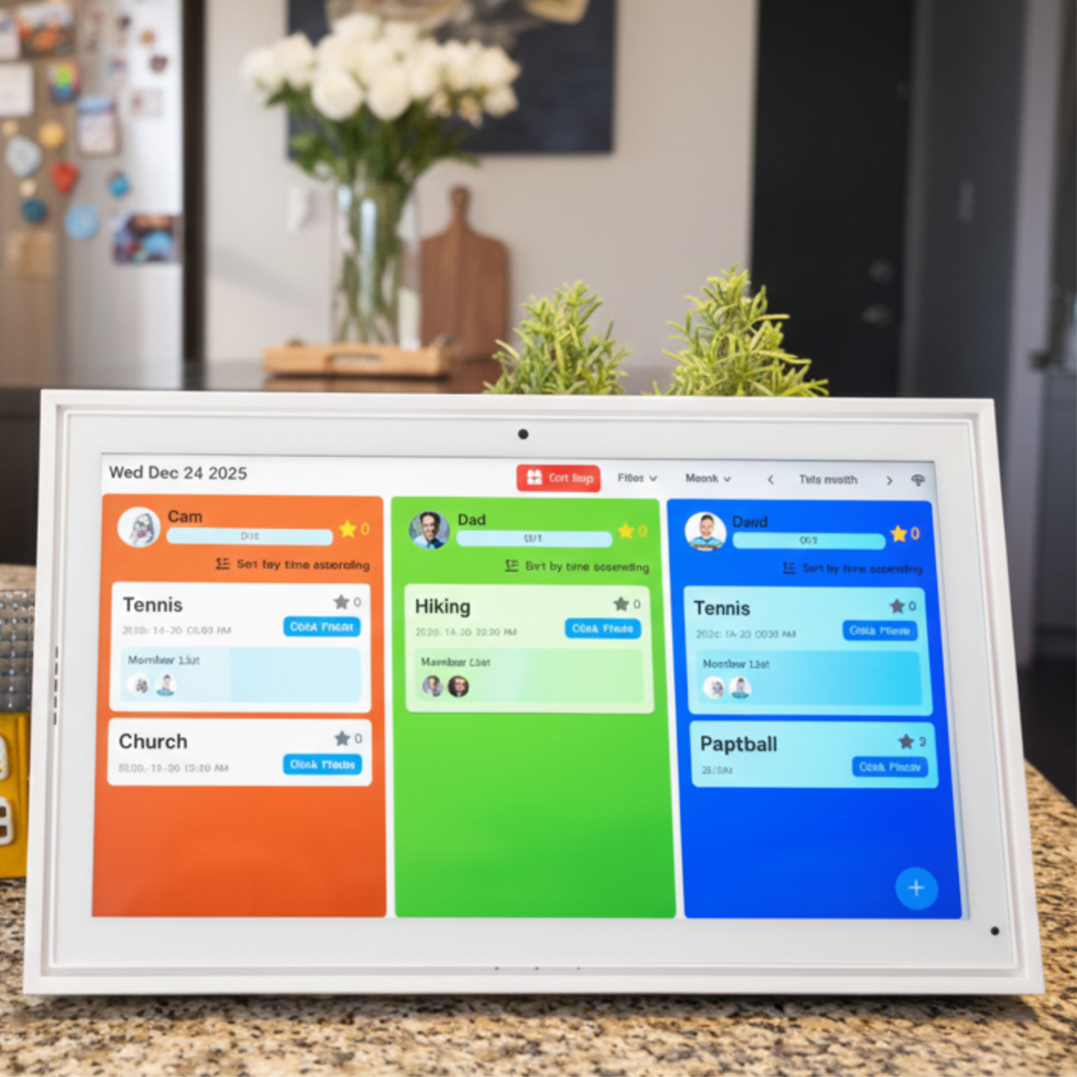 TUTT 15.6" Smart Display Digital Calendar with Camera, Android 14, Video Call Feature, Chore Chart, Photo & Video Frame, Wall Mounted & Desktop
