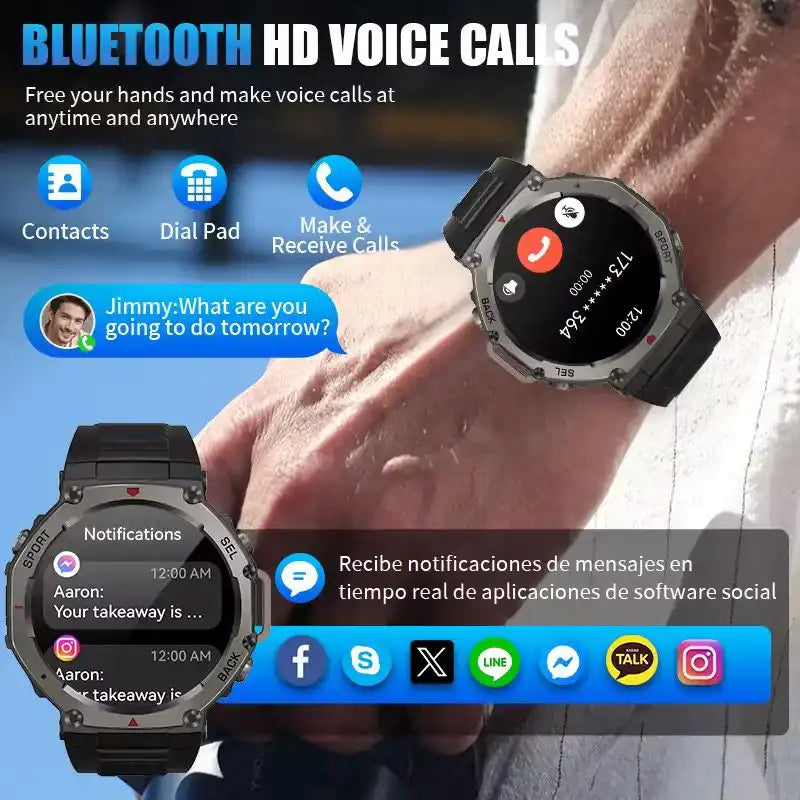 TUTT GPS Smart Watch – Advanced Outdoor Navigation; AI Health Tracking Always-on display G8