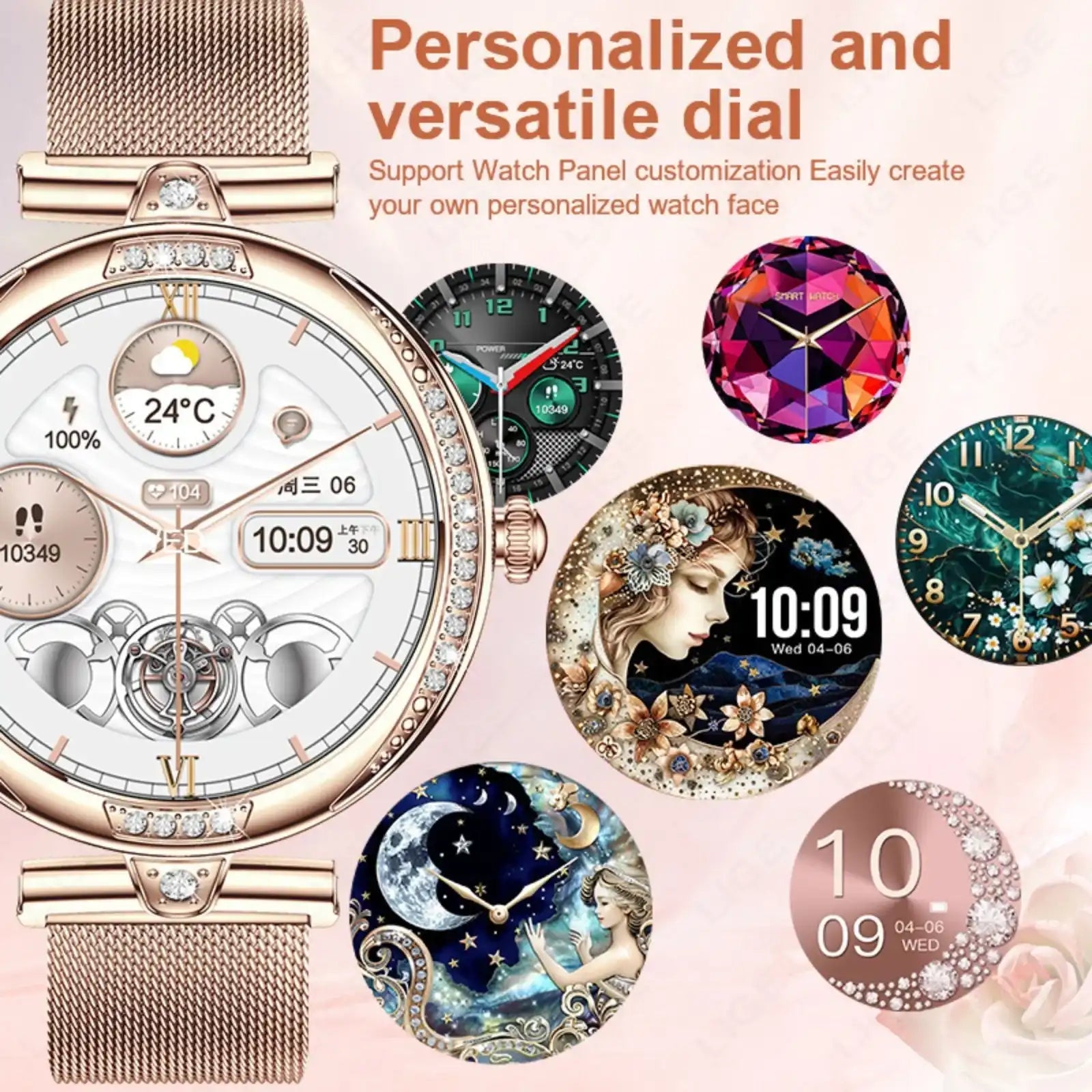 TUTT Women’s Smart Watch with Dual Straps – Bluetooth Calling, Health & Fitness Tracker – AMOLED Display – IP68 Waterproof – Android & iOS Compatible NX17 Pro