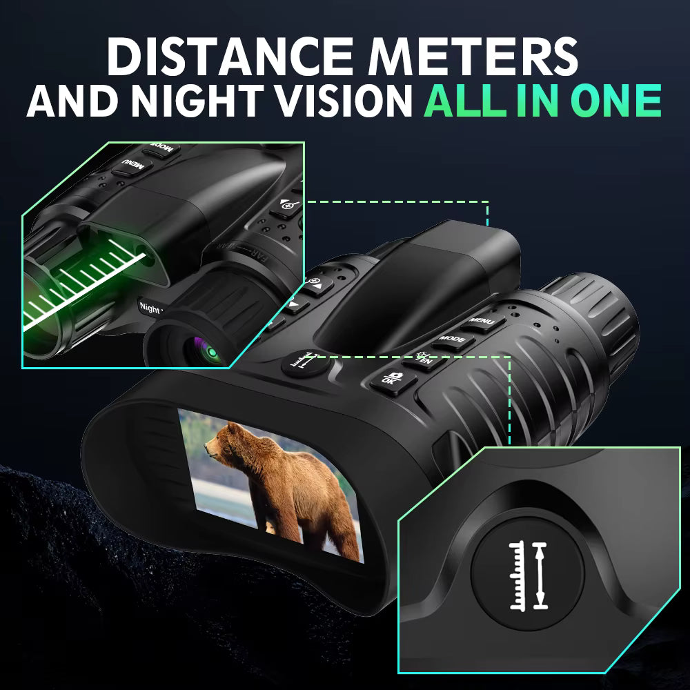 TUTT Infrared Night Vision Goggles Laser Rangefinder Binoculars 4k IP54 32MP 8X Digital Zoom NV2185 Plus