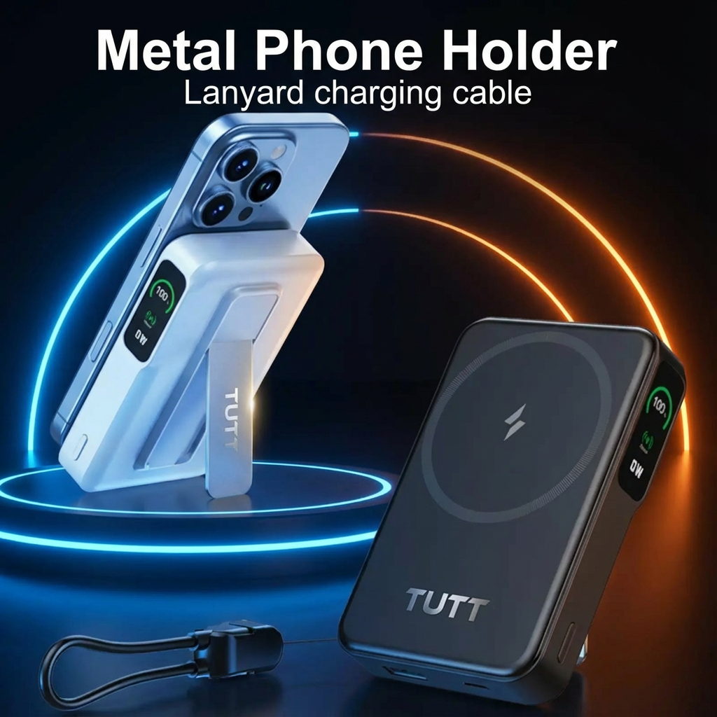 TUTT Power Bank 10000mAh Magnetic Wireless with Self-Wired Stand | PD22.5W & 15W Wireless | C5