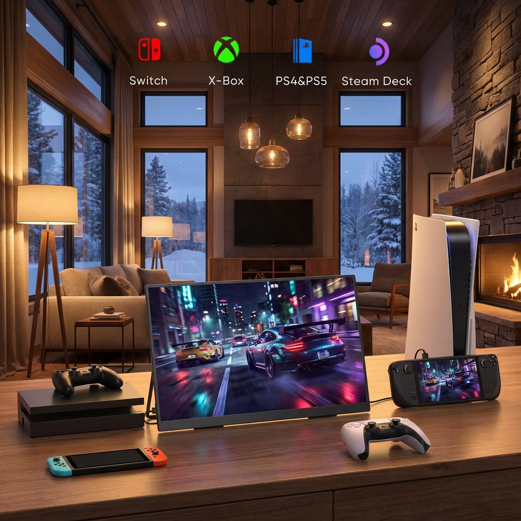 TUTT 23.8" Gaming Portable Monitor | 120Hz FHD Built-in Kickstand, Dual Speaker, VESA Mount S23