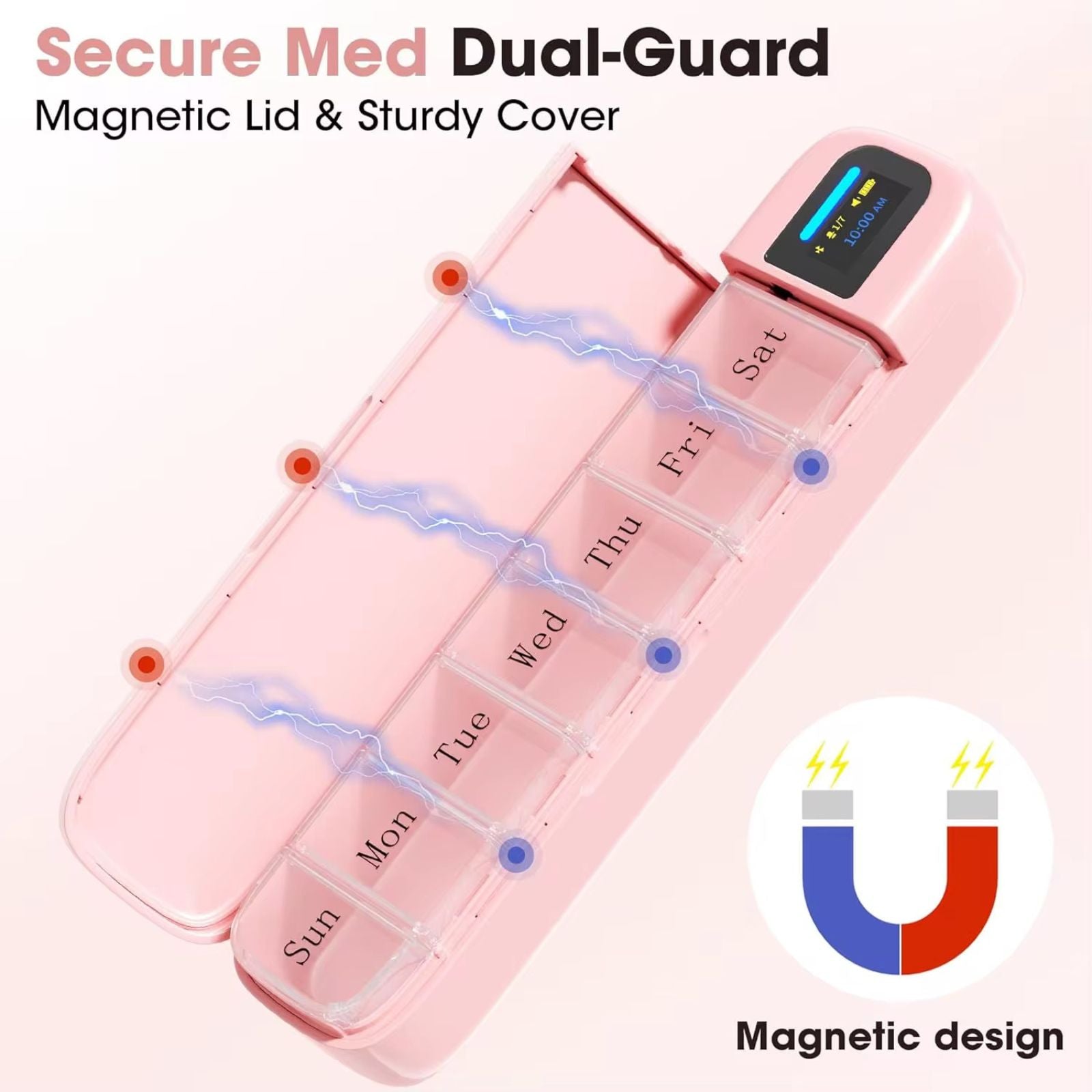 TUTT Smart Pill Organizer | Bluetooth 7-Day Medication Dispenser, Reminder Box | With Alarm for iOS & Android