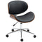 Office Chair, Faux Leather and Bentwood Computer Desk Chair with 360 Degree Swivel Wheels, Adjustable Height and Curved Seat, Black