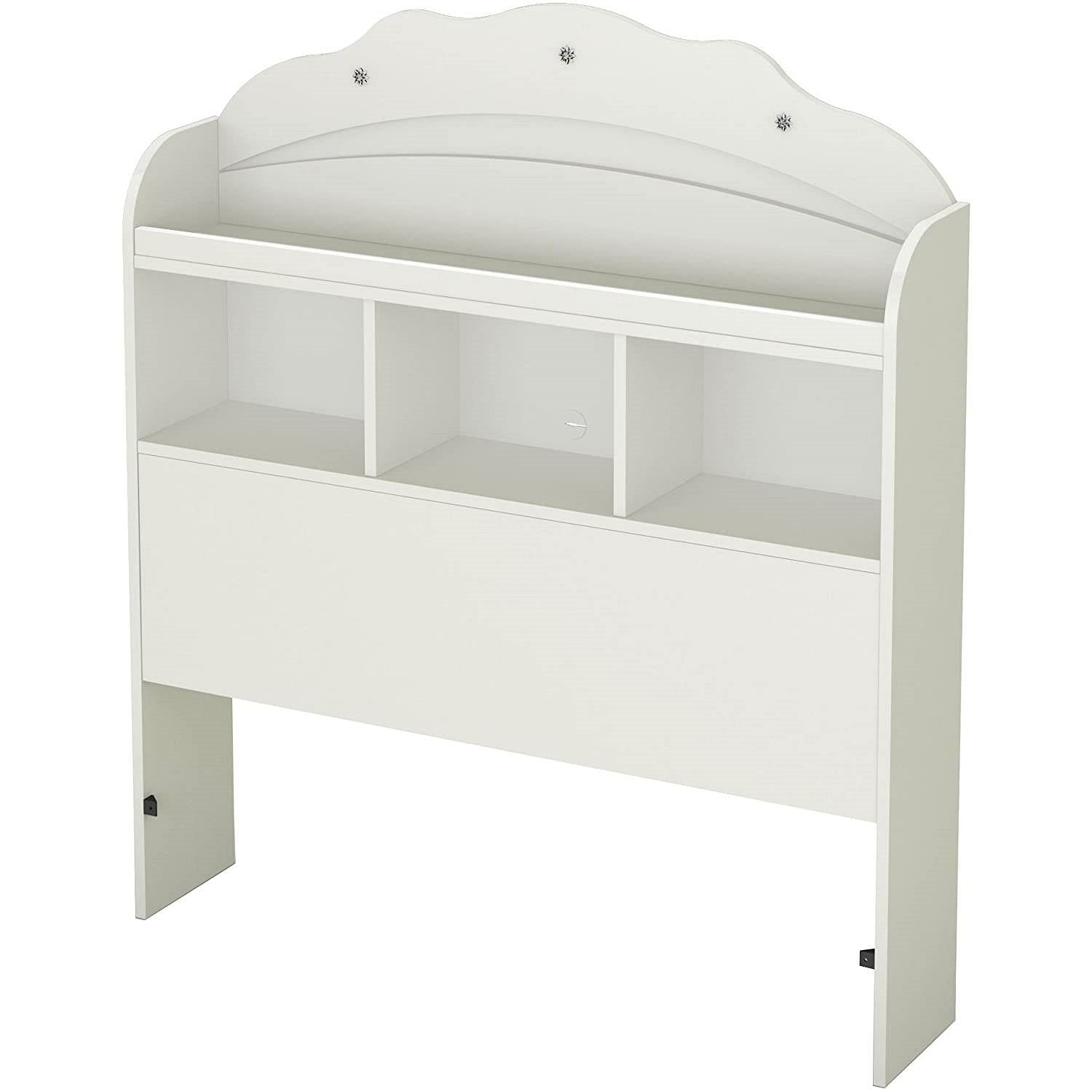 Twin size Bookcase Headboard in White Wood Finish - Free Shipping