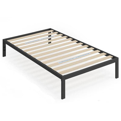 Twin Black Metal Platform Bed Frame with Wood Slats - 350 lbs Weight Capacity - Free Shipping 