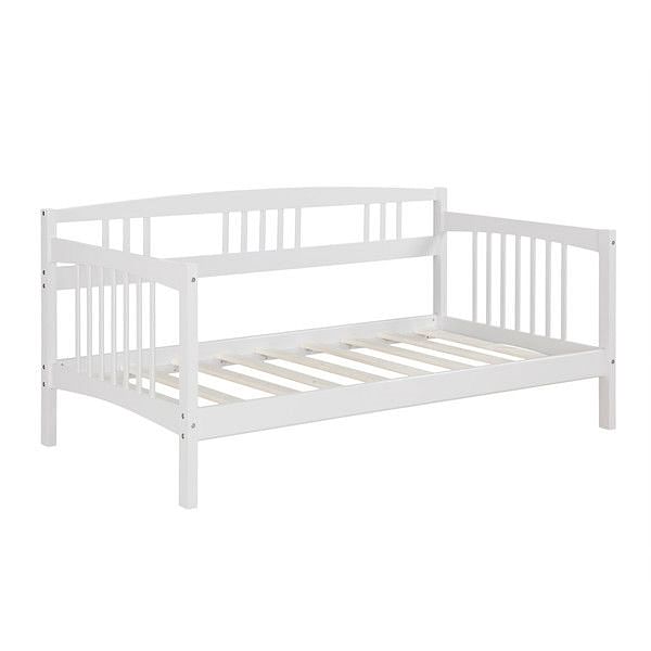 Twin size Traditional Pine Wood Day Bed Frame in White Finish - Free Shipping